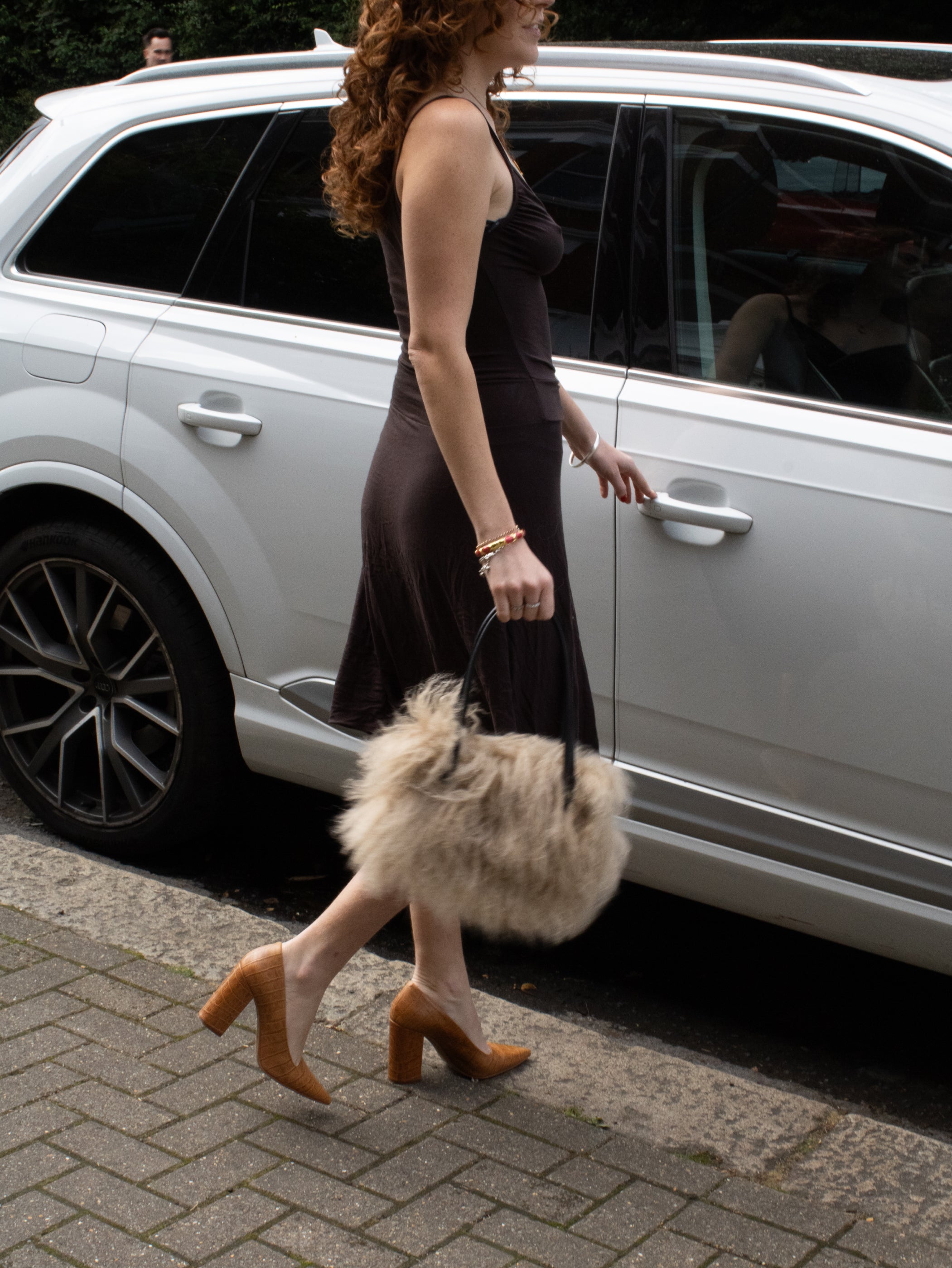 CREAM MONGOLIAN BOWLER BAG